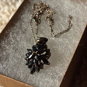 Floral Sapphire Pendant with Sterling Silver Chain